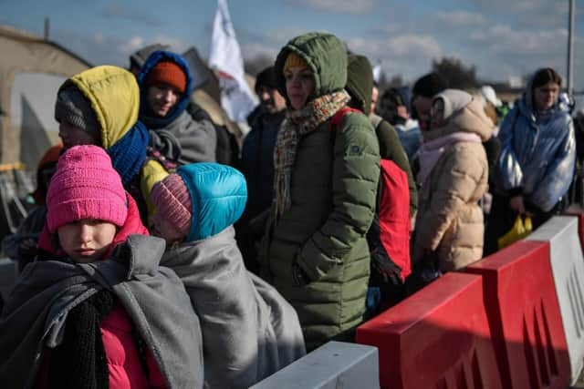 Around two million people have fled Ukraine, but less than 1,000 have been allowed into the UK (Photo by LOUISA GOULIAMAKI/AFP via Getty Images)