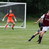 Dylan Dailly netted Carluke's first goal at Dalry (Pic by Kevin Ramage)
