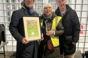 Emmaus Glasgow volunteers Paul, Jean and Jim at the soup kitchen on Cadogan Street in the city