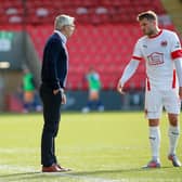 Clyde boss Danny Lennon and his skipper David Goodwillie during the match with Queen's Park (pic: Craig Black Photography)