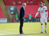 Clyde boss Danny Lennon and his skipper David Goodwillie during the match with Queen's Park (pic: Craig Black Photography)