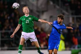 Liam Scales in action for Republic of Ireland against Italy during a UEFA U21 Championships Qualifier in October 2019 (Photo by Harry Murphy/Getty Images)