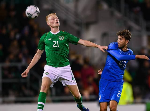 Liam Scales in action for Republic of Ireland against Italy during a UEFA U21 Championships Qualifier in October 2019 (Photo by Harry Murphy/Getty Images)