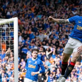 Rangers' Scott Arfield celebrates scoring to make it 1-1 during the Scottish Cup semi-final against Celtic at Hampden. (Photo by Alan Harvey / SNS Group)