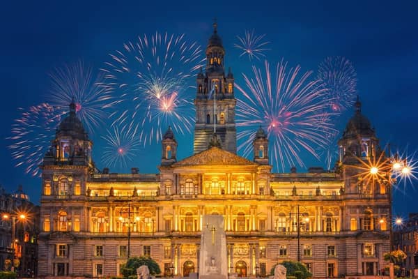 Fireworks during New Year's celebrations in Glasgow.