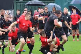 Biggar's try scorer Craig Bachurzewski leads another charge against Hawks on Saturday (Pic by Nigel Pacey)