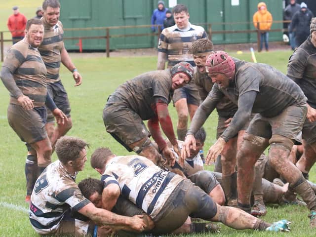 Richard Bassett scores for Biggar en route to their league triumph in the 2019-20 season (Pic by Nigel Pacey)