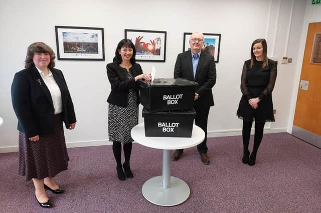 East Renfrewshire Returning Officer Lorraine McMillan with members of the Election Team