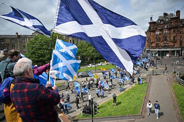 Scotland flags flying high.