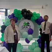 From left, Rona Mackay MSP, council leader Gordan Low and Robert Smith of GRACE