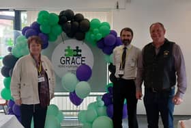 From left, Rona Mackay MSP, council leader Gordan Low and Robert Smith of GRACE