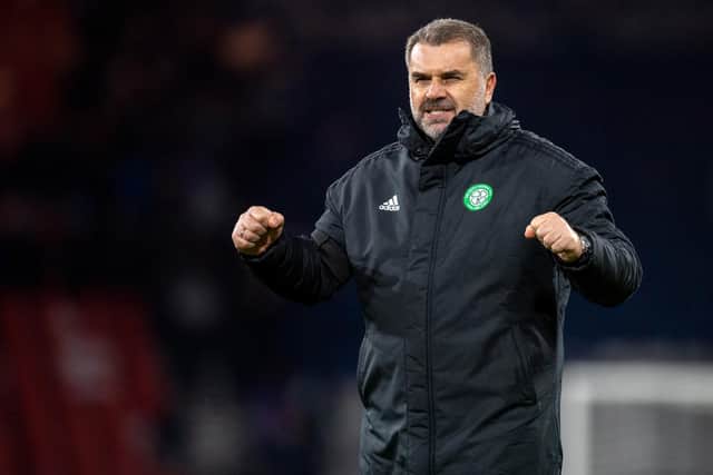 Celtic manager Ange Postecoglou celebrates after the Premier Sports Cup semi-final win over St Johnstone at Hampden Park. (Photo by Rob Casey / SNS Group)