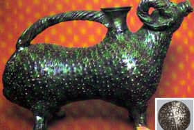 An aquaminile water jug and Edward's penny are two artefacts which show how the area was a hive for trade in the Middles Ages.