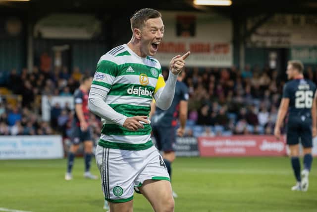 Celtic's Callum McGregor celebrates after opening the scoring in the 4-1 win over Ross County. (Photo by Alan Harvey / SNS Group)
