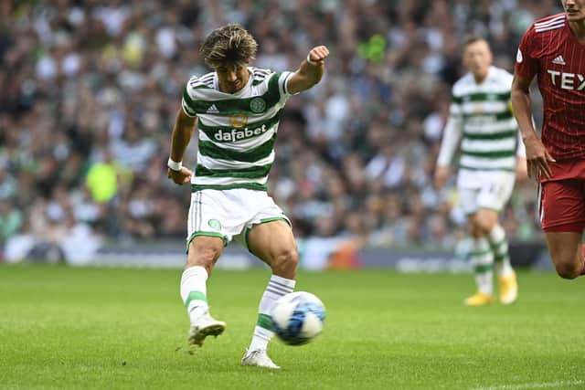 Jota scored a brilliant goal to make it 2-0 Celtic.  (Photo by Rob Casey / SNS Group)
