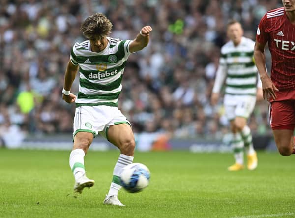 Jota scored a brilliant goal to make it 2-0 Celtic.  (Photo by Rob Casey / SNS Group)