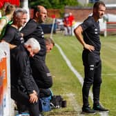 Rob Roy manager Stewart Maxwell focuses on the onfield action during Saturday's cup tie at Camelon (pic: Scott Louden)