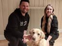 Guide Dog Autumn with Alistair Morton (Kyle) and Vikki McIntyre (Paulette).