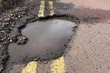 The pothole on Station Road which SLC inspected and say it's fine with no defects
