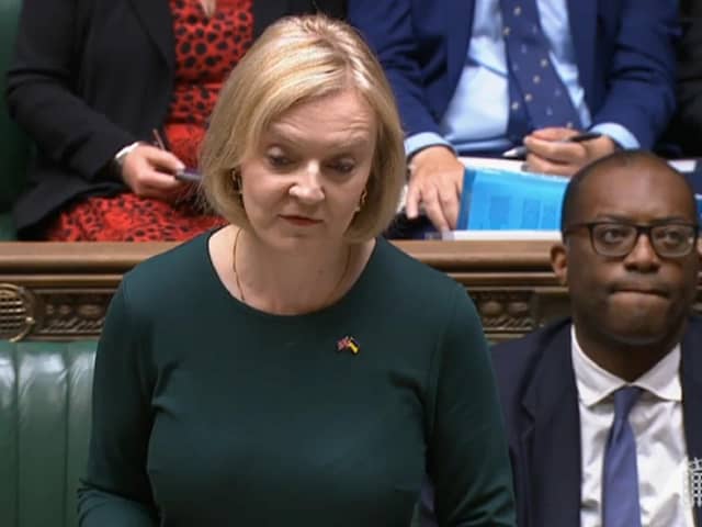 Prime Minister Liz Truss speaking in the House of Commons, London, to set out her energy plan to shield households and businesses from soaring energy bills.