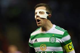 Callum McGregor wore the mask against Rangers, Motherwell and Aberdeen.  (Photo by Craig Williamson / SNS Group)