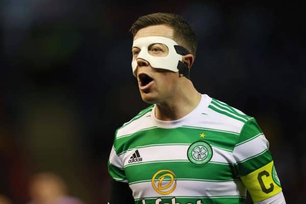 Callum McGregor wore the mask against Rangers, Motherwell and Aberdeen.  (Photo by Craig Williamson / SNS Group)