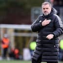 Celtic manager Ange Postecoglou celebrates the 3-0 win over Livingston at full time. (Photo by Alan Harvey / SNS Group)