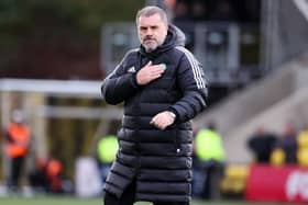 Celtic manager Ange Postecoglou celebrates the 3-0 win over Livingston at full time. (Photo by Alan Harvey / SNS Group)