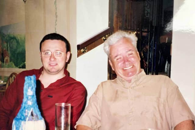 Rev Brian Casey with his late father, Jim