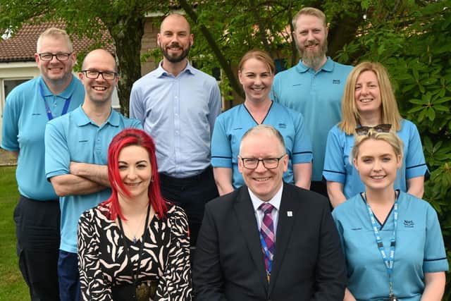 Nicola Smith, NHS Lanarkshire service development lead for podiatry, (front right) with members of the podiatry team. Pic: Contributed