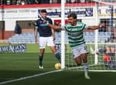 Jota celebrates making it 3-1 during the cinch Premiership match between Dundee and Celtic