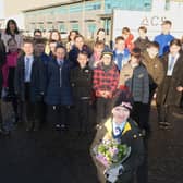 Pupils from Chapelgreen Primary School were joined by Provost Kenneth Duffy and the Lord Lieutenant of Lanarkshire, Lady Haughey, for the visit of The Princess Royal. Pic: Contributed