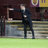 Motherwell boss Graham Alexander directs his troops against Morton (Pic by Ian McFadyen)