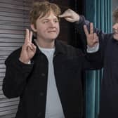 No.1 recording artist Lewis Capaldi meets his new Madame Tussauds waxwork figure, due to go on display in Blackpool Picture: Anthony Devlin