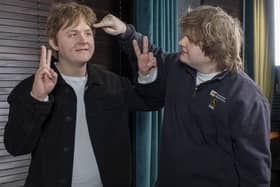 No.1 recording artist Lewis Capaldi meets his new Madame Tussauds waxwork figure, due to go on display in Blackpool Picture: Anthony Devlin