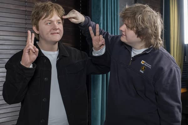 No.1 recording artist Lewis Capaldi meets his new Madame Tussauds waxwork figure, due to go on display in Blackpool Picture: Anthony Devlin