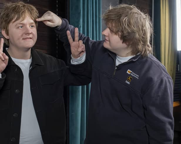 No.1 recording artist Lewis Capaldi meets his new Madame Tussauds waxwork figure, due to go on display in Blackpool Picture: Anthony Devlin