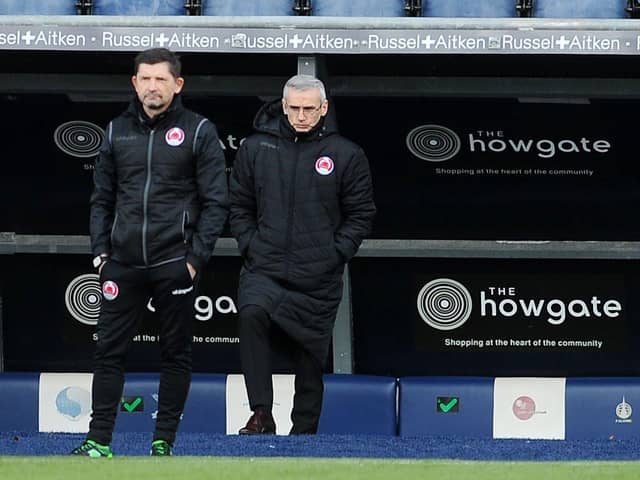 Danny Lennon (right), pictured with assistant boss Alan Moore, was not happy with his Clyde side's performance on Saturday