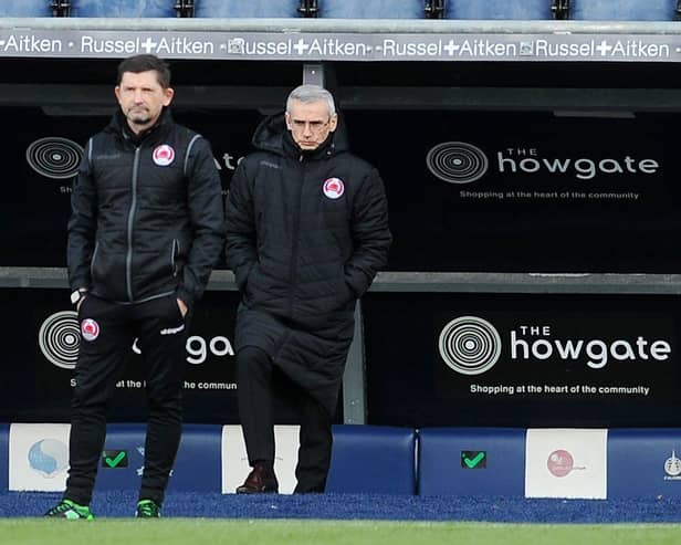 Danny Lennon (right), pictured with assistant boss Alan Moore, was not happy with his Clyde side's performance on Saturday