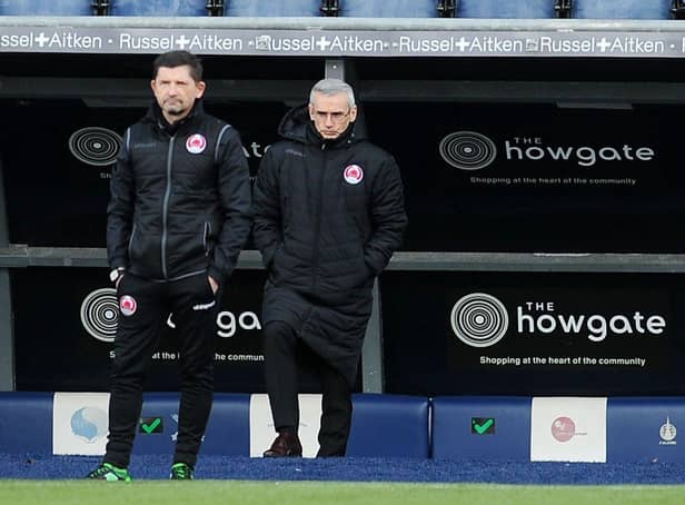 Danny Lennon (right), pictured with assistant boss Alan Moore, was not happy with his Clyde side's performance on Saturday