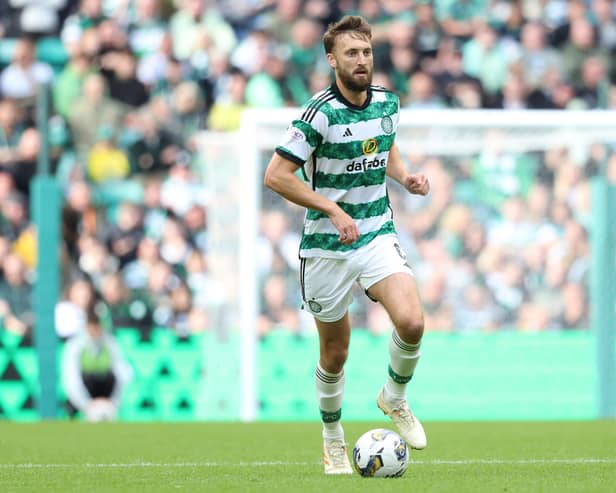 Celtic's Nat Phillips is a doubt for the trip to Livingston after missing the midweek defeat to Feyenoord in the Champions League.  (Photo by Ross MacDonald / SNS Group)