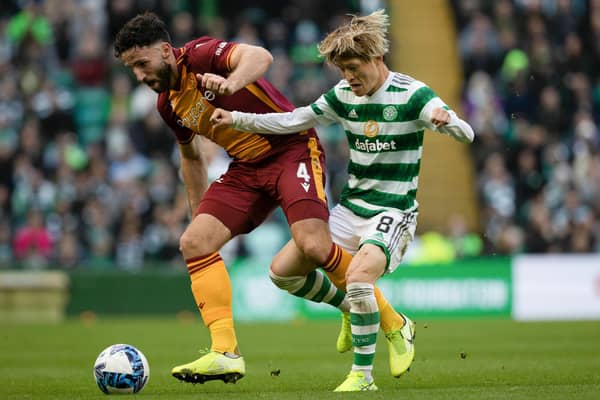 Kyogo Furuhashi has opened the scoring in both league meetings against Motherwell this season. (Photo by Craig Williamson / SNS Group)