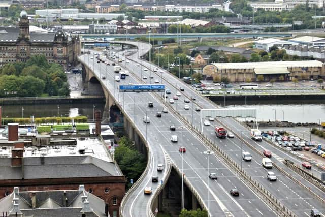 Flooding at the Kingston Bridge western approach has caused M8 road closures (Photo: Glasgow Motorway Archive).