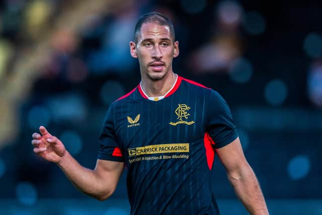 Nikola Katic in action for Rangers B during a recent SPFL Trust Trophy match against Dumbarton. (Photo by Mark Scates / SNS Group)
