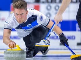 Ross Paterson in action at the LGT World Men's Curling Championship 2022 (pic: WCF / Steve Seixeiro)