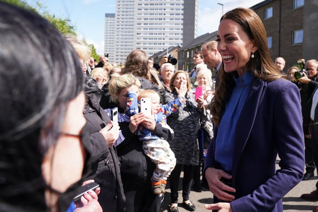 Kate meets members of the public during the visit to the Wheatley Group.