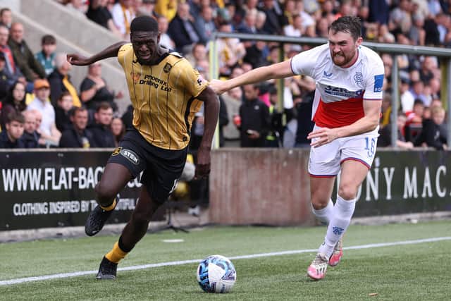 John Souttar, right, struggled with the physicality and movement of Livingston striker Joel Nouble in Saturday's match. Picture: SNS