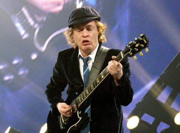 Rock giants AC/DC may have formed in Australia, but their Scottish lineage is clear. Founding members Angus (pictured) and Malcolm Young. were born in Glasgow, while former front man Bon Scott, who died in 1980, was born in Kirriemuir.
