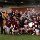 Petershill celebrate their dramatic WoSFL Conference C title win (pic: @roguemonkeydm / WoSFL)