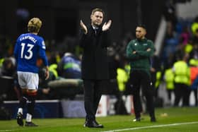 Rangers manager Michael Beale applauds at full time after the 2-2 draw with PSV. (Photo by Rob Casey / SNS Group)